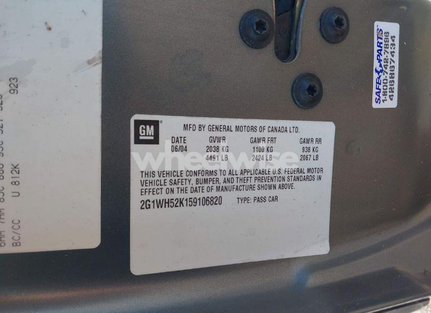 Photo 9 of 2005 Chevrolet Impala LS (VIN 2G1WH52K159106820)