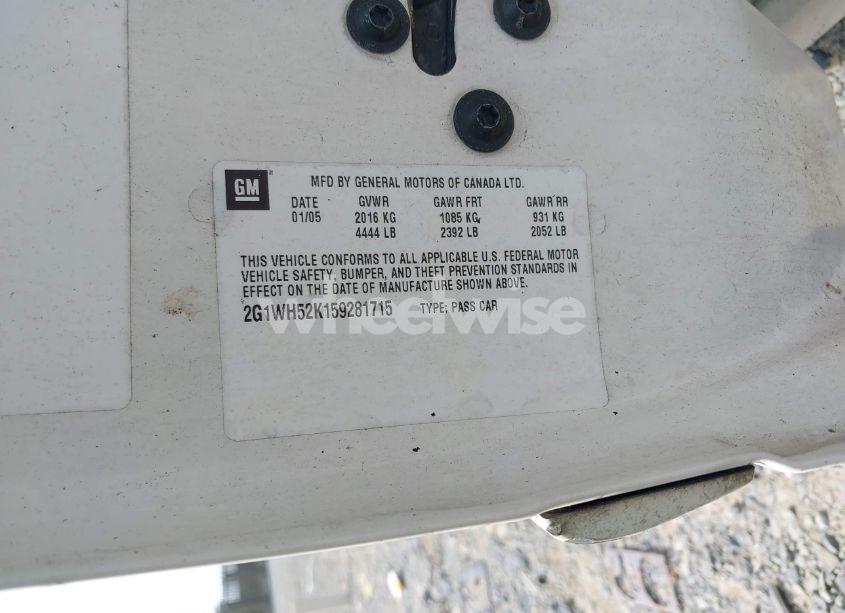 Photo 9 of 2005 Chevrolet Impala LS (VIN 2G1WH52K159281715)