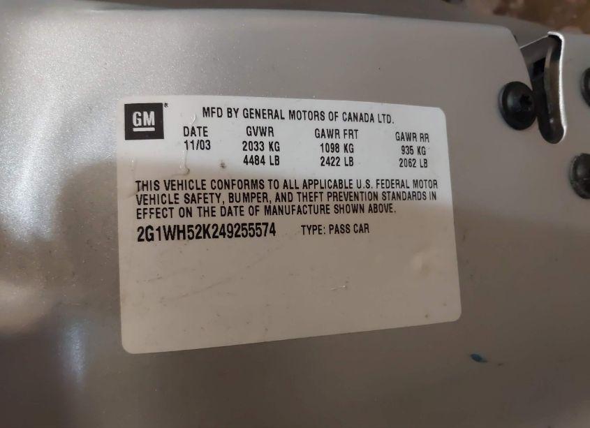 Photo 9 of 2004 Chevrolet Impala LS (VIN 2G1WH52K249255574)