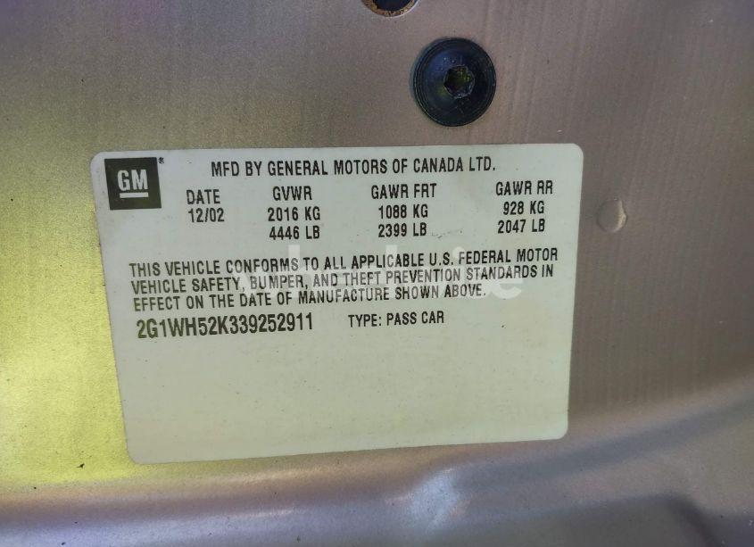 Photo 9 of 2003 Chevrolet Impala LS (VIN 2G1WH52K339252911)