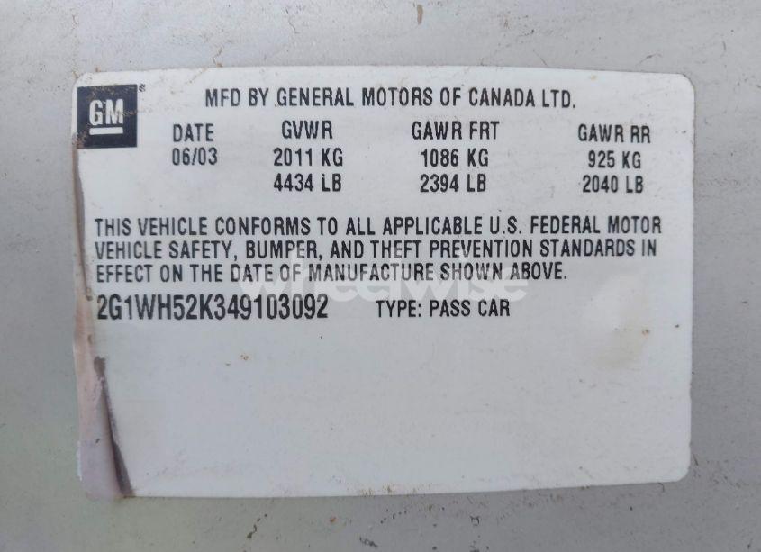 Photo 9 of 2004 Chevrolet Impala LS (VIN 2G1WH52K349103092)