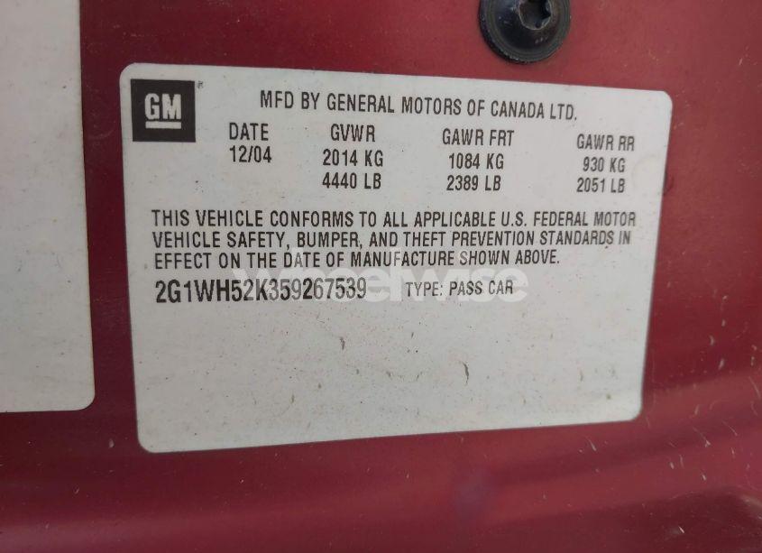 Photo 9 of 2005 Chevrolet Impala LS (VIN 2G1WH52K359267539)