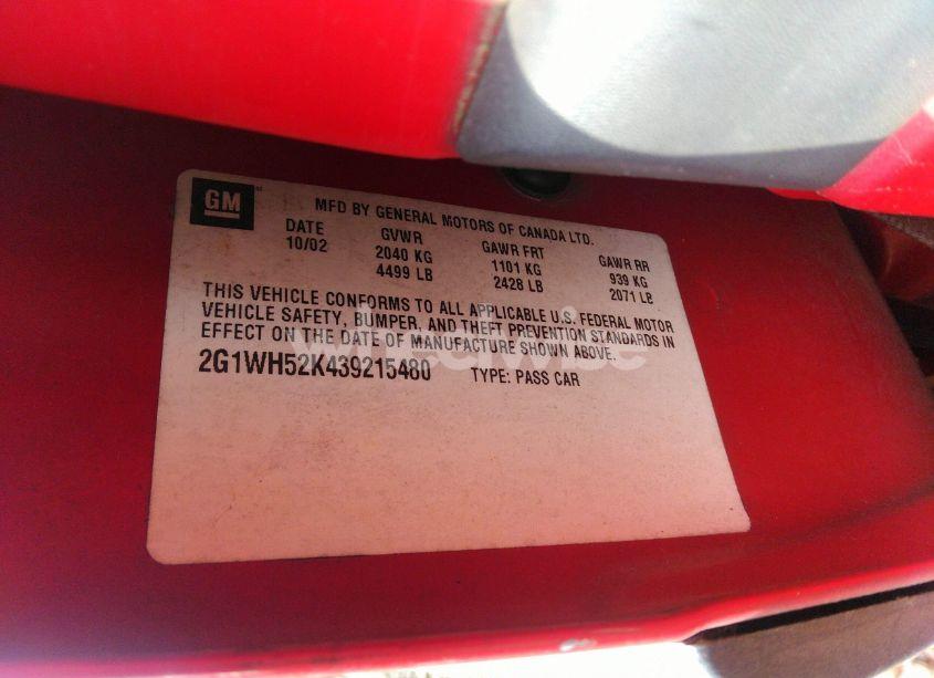 Photo 9 of 2003 Chevrolet Impala LS (VIN 2G1WH52K439215480)