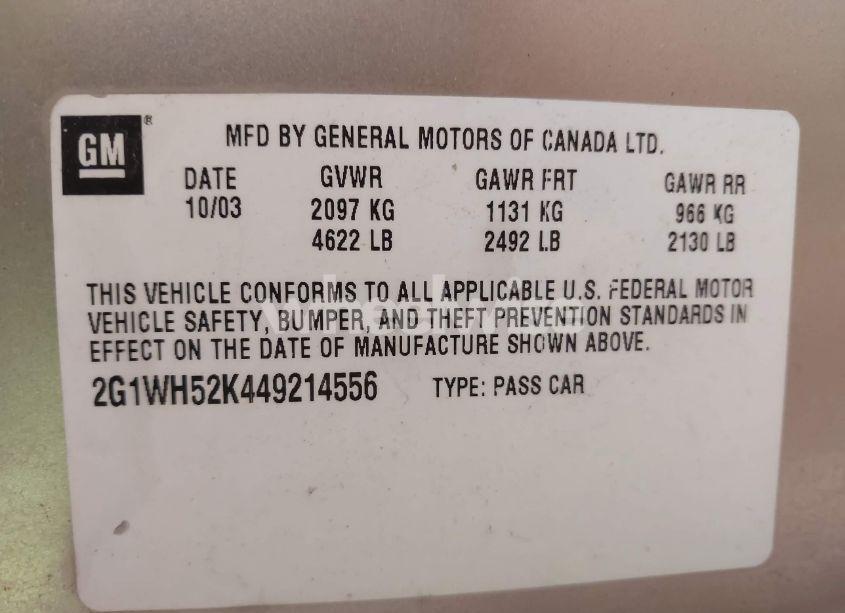 Photo 9 of 2004 Chevrolet Impala LS (VIN 2G1WH52K449214556)