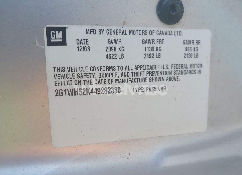 Photo 9 of 2004 Chevrolet Impala LS (VIN 2G1WH52K449282338)