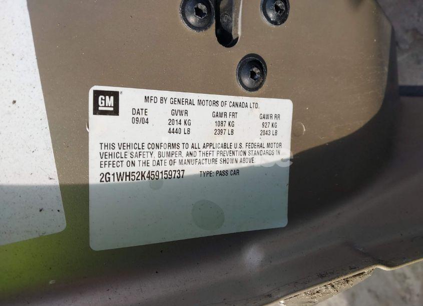 Photo 9 of 2005 Chevrolet Impala LS (VIN 2G1WH52K459159737)