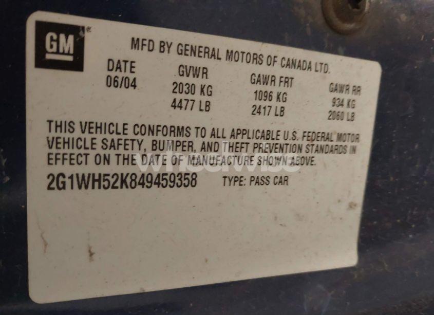 Photo 9 of 2004 Chevrolet Impala LS (VIN 2G1WH52K849459358)