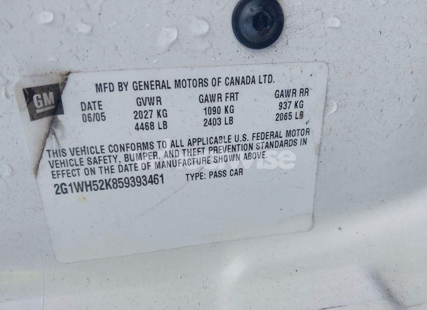 Photo 9 of 2005 Chevrolet Impala LS (VIN 2G1WH52K859393461)