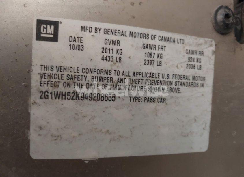 Photo 9 of 2004 Chevrolet Impala LS (VIN 2G1WH52K949208655)