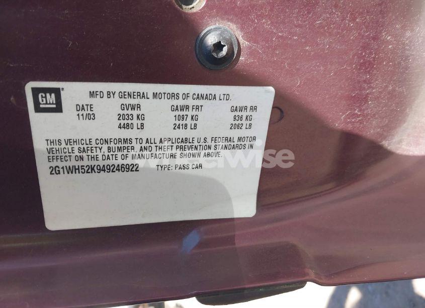 Photo 9 of 2004 Chevrolet Impala LS (VIN 2G1WH52K949246922)