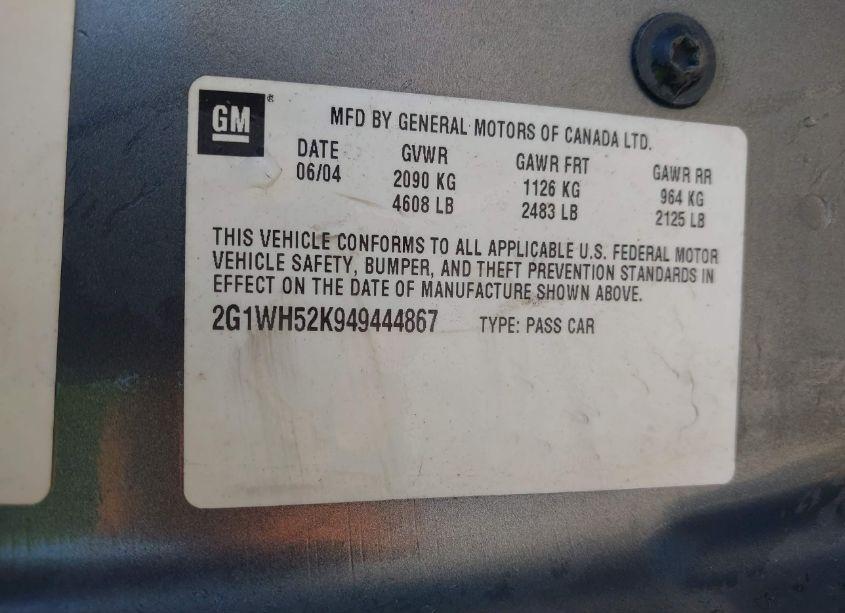 Photo 9 of 2004 Chevrolet Impala LS (VIN 2G1WH52K949444867)