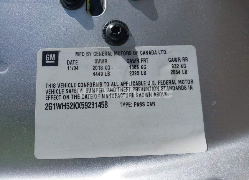 Photo 9 of 2005 Chevrolet Impala LS (VIN 2G1WH52KX59231458)