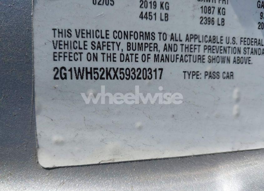 Photo 9 of 2005 Chevrolet Impala LS (VIN 2G1WH52KX59320317)