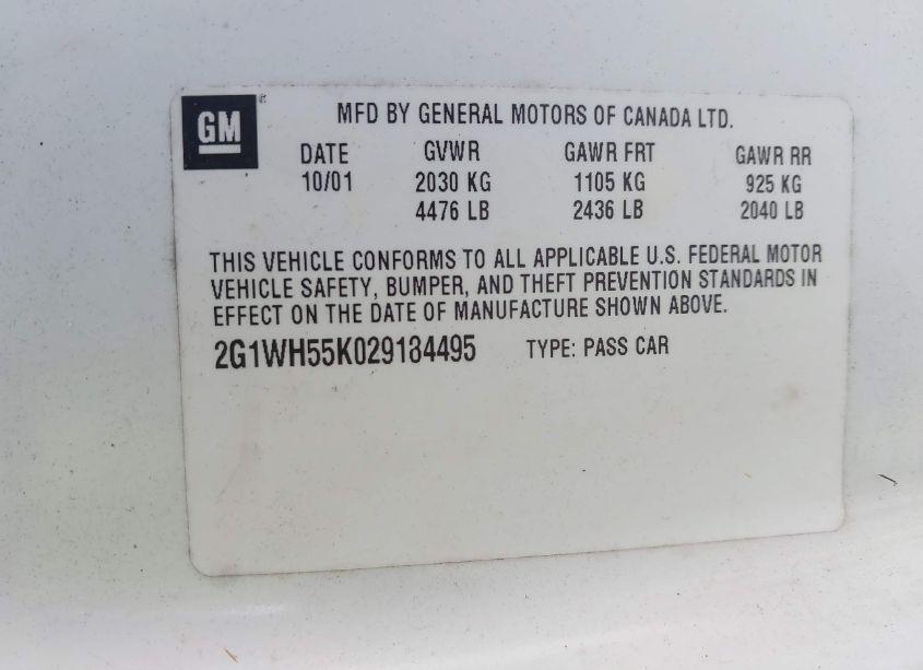Photo 9 of 2002 Chevrolet Impala LS (VIN 2G1WH55K029184495)