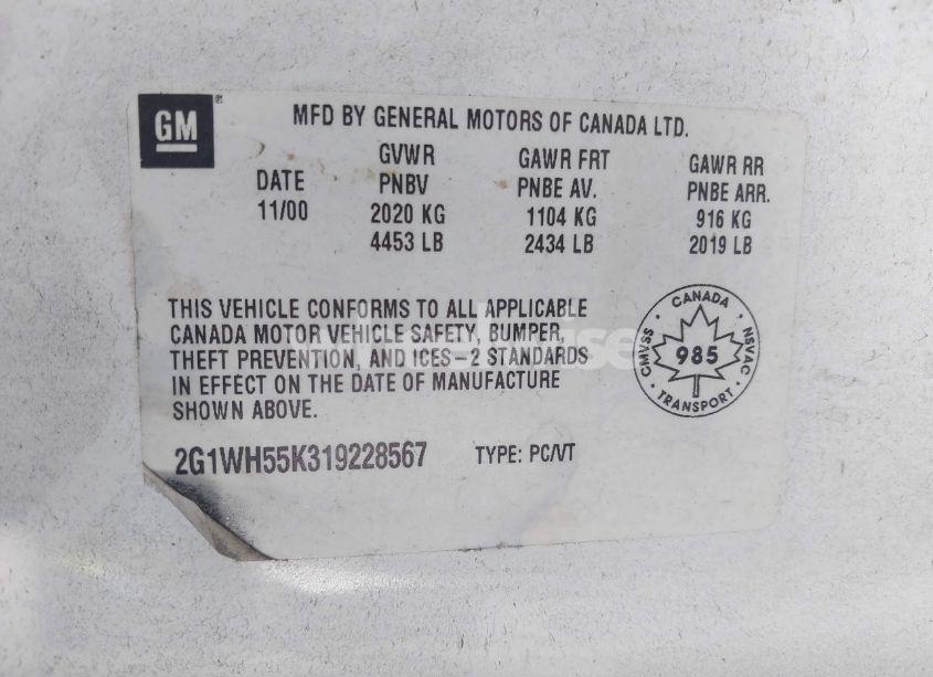 Photo 9 of 2001 Chevrolet Impala LS (VIN 2G1WH55K319228567)