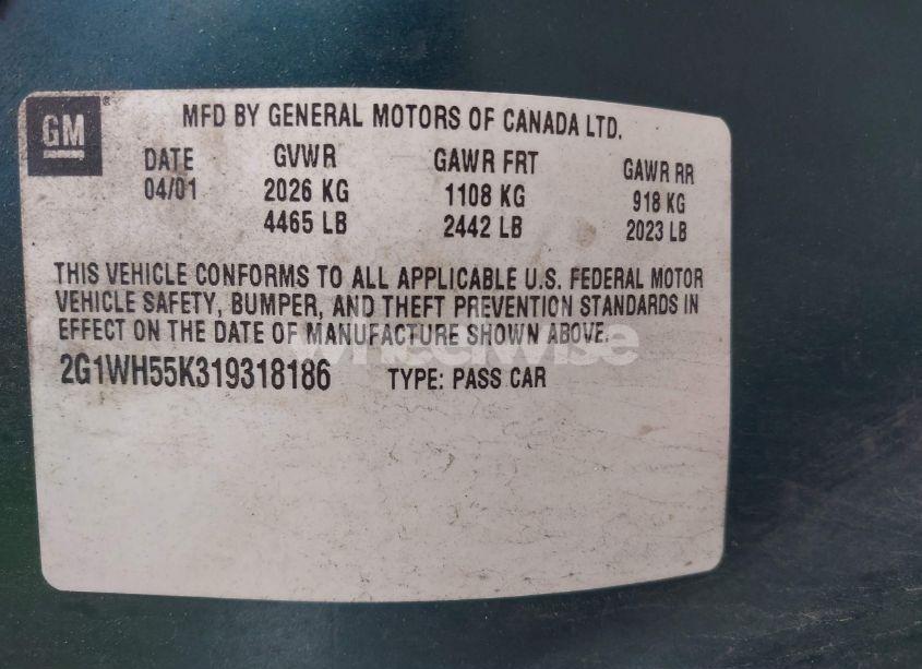 Photo 9 of 2001 Chevrolet Impala LS (VIN 2G1WH55K319318186)