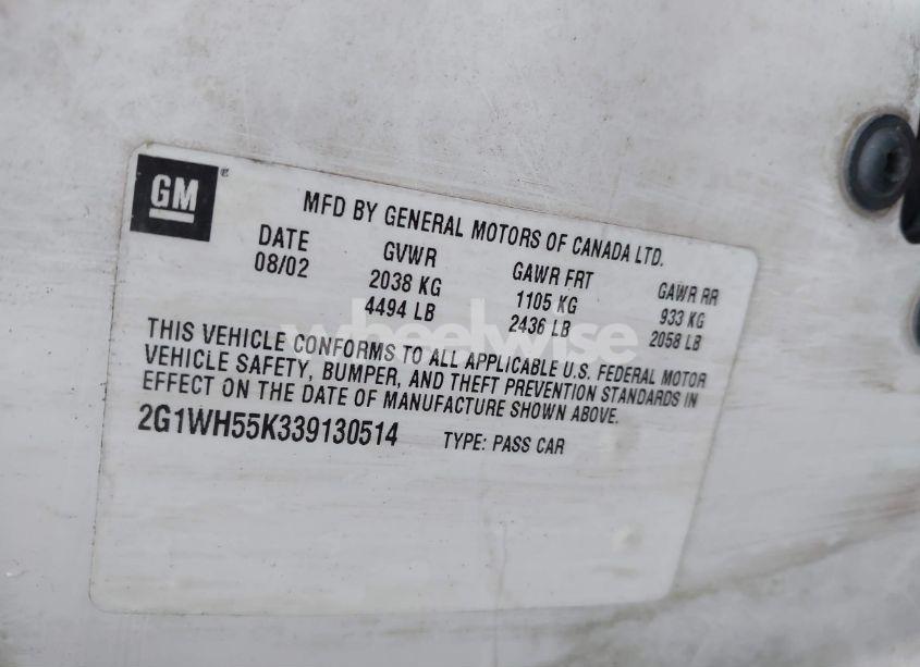 Photo 9 of 2003 Chevrolet Impala LS (VIN 2G1WH55K339130514)