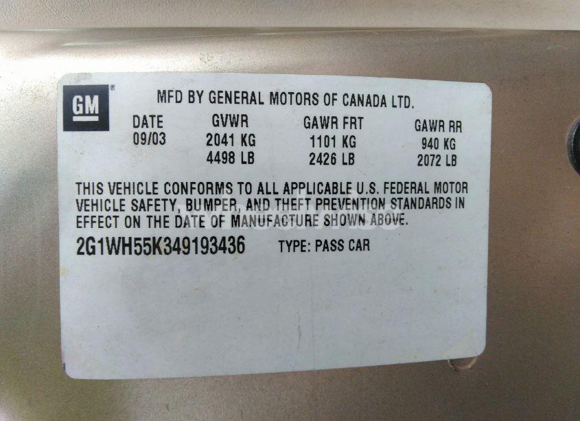 Photo 9 of 2004 Chevrolet Impala LS (VIN 2G1WH55K349193436)