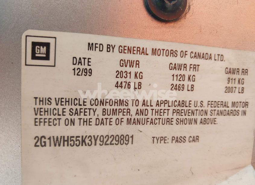 Photo 9 of 2000 Chevrolet Impala LS (VIN 2G1WH55K3Y9229891)