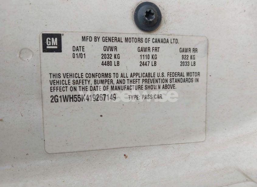 Photo 9 of 2001 Chevrolet Impala LS (VIN 2G1WH55K419267149)