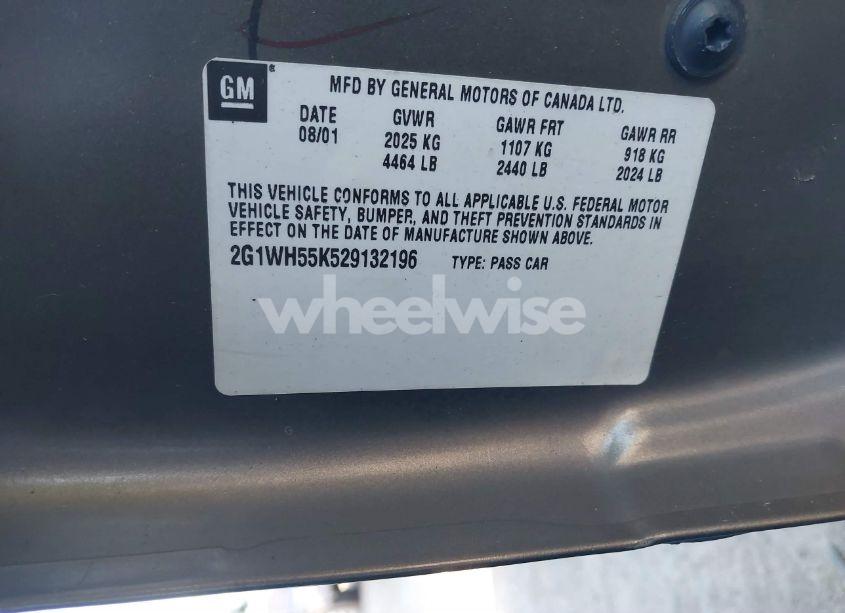 Photo 9 of 2002 Chevrolet Impala LS (VIN 2G1WH55K529132196)