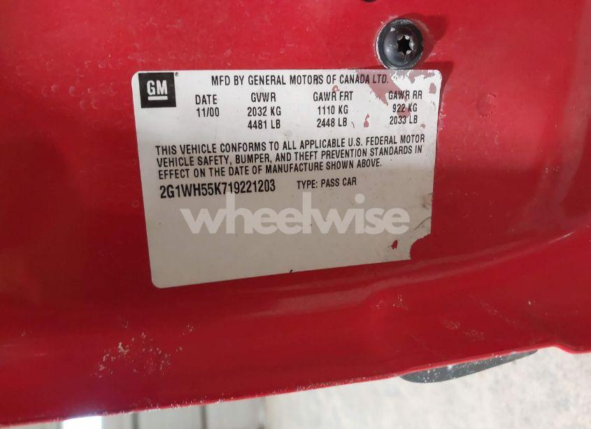 Photo 9 of 2001 Chevrolet Impala LS (VIN 2G1WH55K719221203)