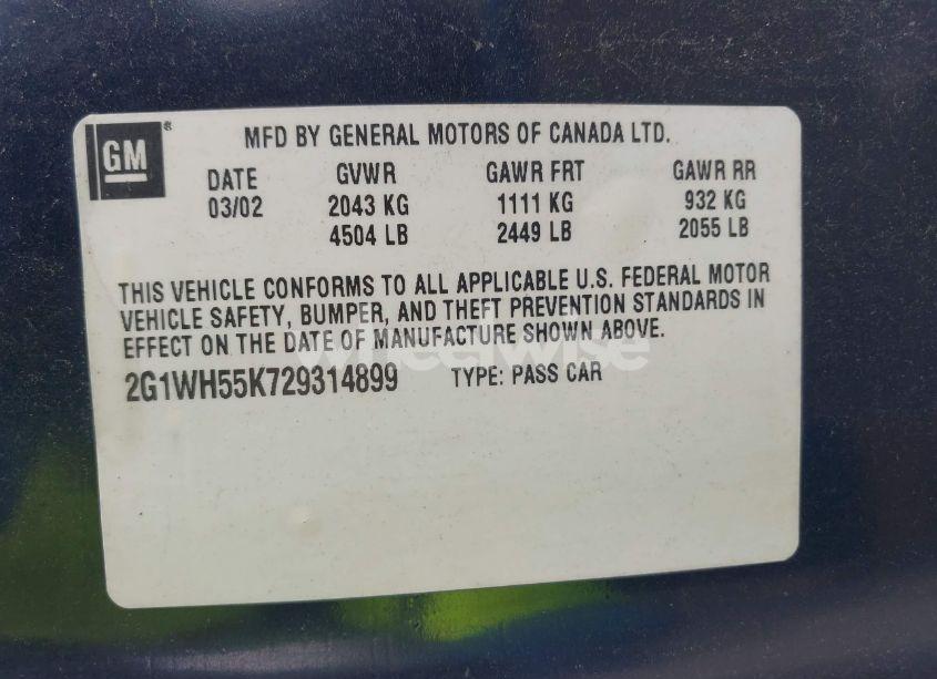 Photo 9 of 2002 Chevrolet Impala LS (VIN 2G1WH55K729314899)