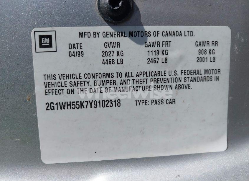 Photo 9 of 2000 Chevrolet Impala LS (VIN 2G1WH55K7Y9102318)