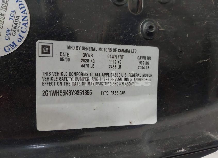 Photo 9 of 2000 Chevrolet Impala LS (VIN 2G1WH55K8Y9351856)