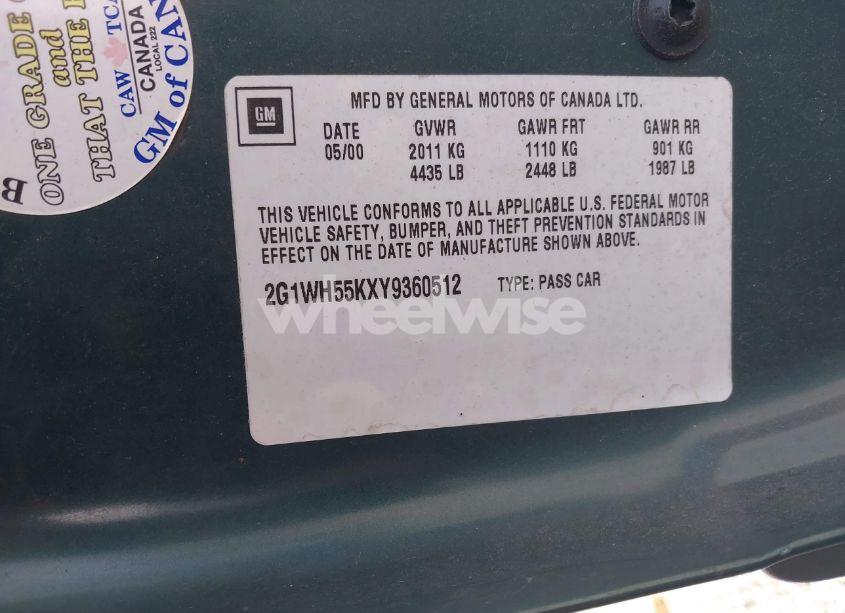 Photo 9 of 2000 Chevrolet Impala LS (VIN 2G1WH55KXY9360512)