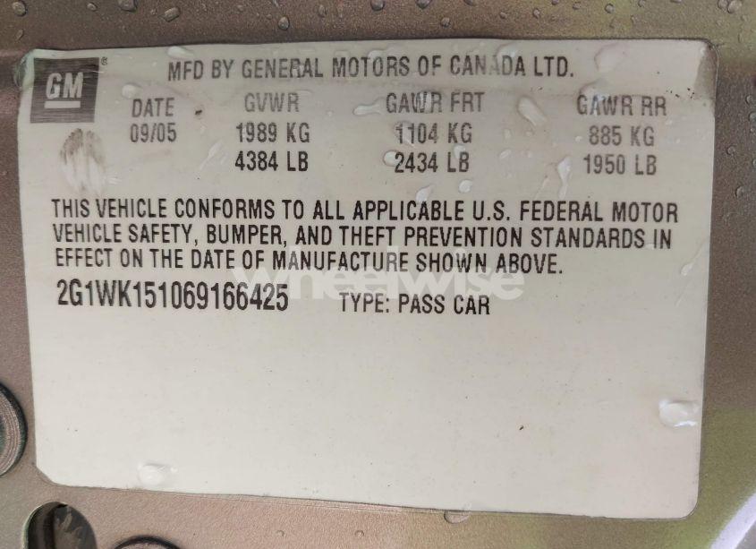 Photo 9 of 2006 Chevrolet Monte CARLO LT (VIN 2G1WK151069166425)