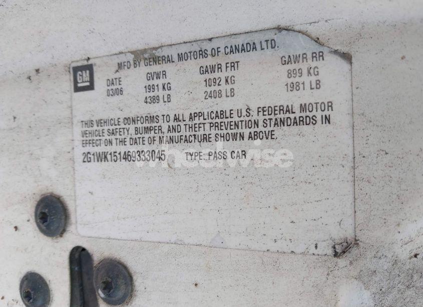 Photo 9 of 2006 Chevrolet Monte CARLO LT (VIN 2G1WK151469333045)