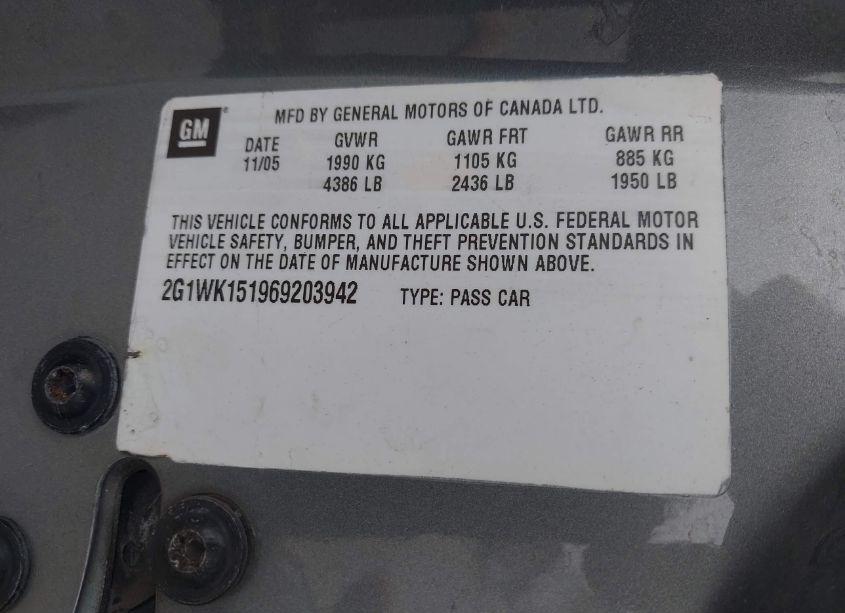 Photo 9 of 2006 Chevrolet Monte CARLO LT (VIN 2G1WK151969203942)