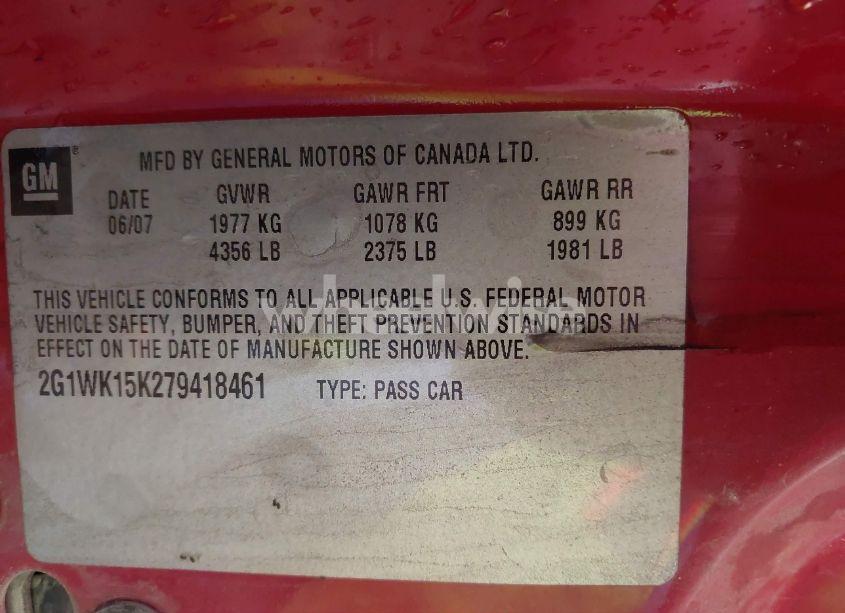 Photo 9 of 2007 Chevrolet Monte CARLO LT (VIN 2G1WK15K279418461)