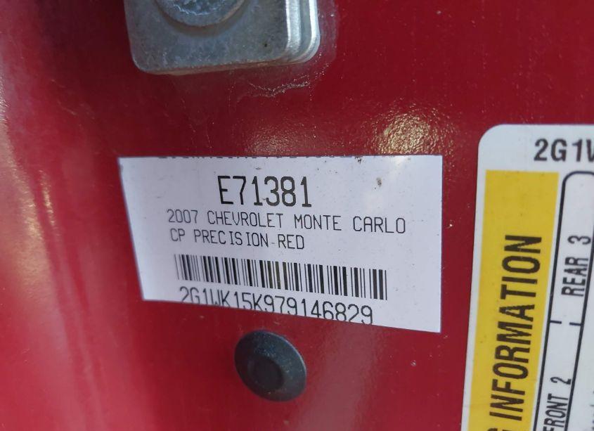 Photo 9 of 2007 Chevrolet Monte CARLO LT (VIN 2G1WK15K979146829)