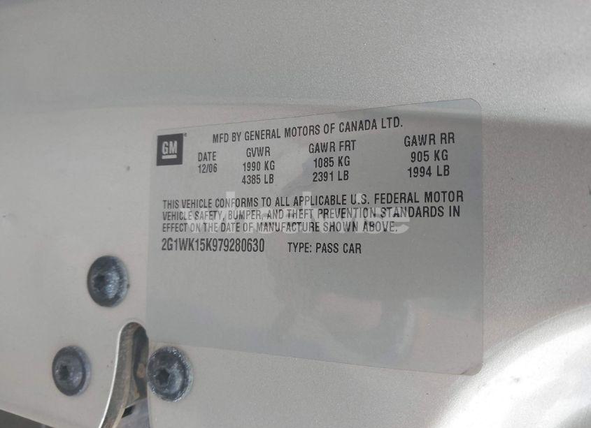 Photo 9 of 2007 Chevrolet Monte CARLO LT (VIN 2G1WK15K979280630)