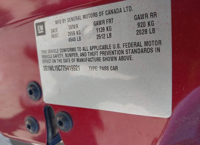 Photo 9 of 2007 Chevrolet Monte CARLO SS (VIN 2G1WL15C779419921)