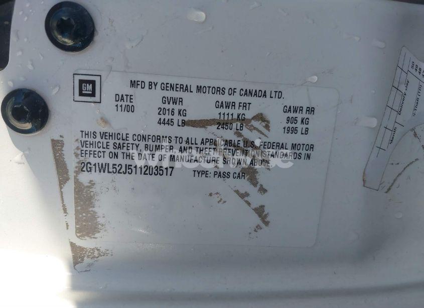 Photo 9 of 2001 Chevrolet Lumina (VIN 2G1WL52J511203517)