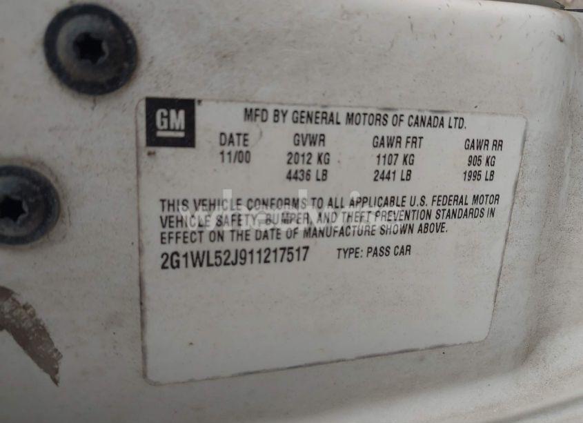 Photo 9 of 2001 Chevrolet Lumina (VIN 2G1WL52J911217517)