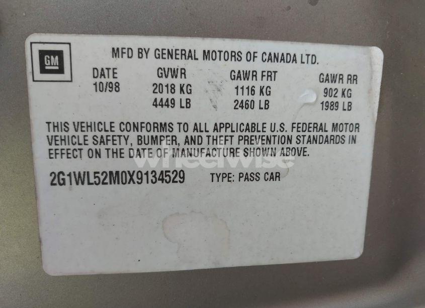 Photo 9 of 1999 Chevrolet Lumina (VIN 2G1WL52M0X9134529)