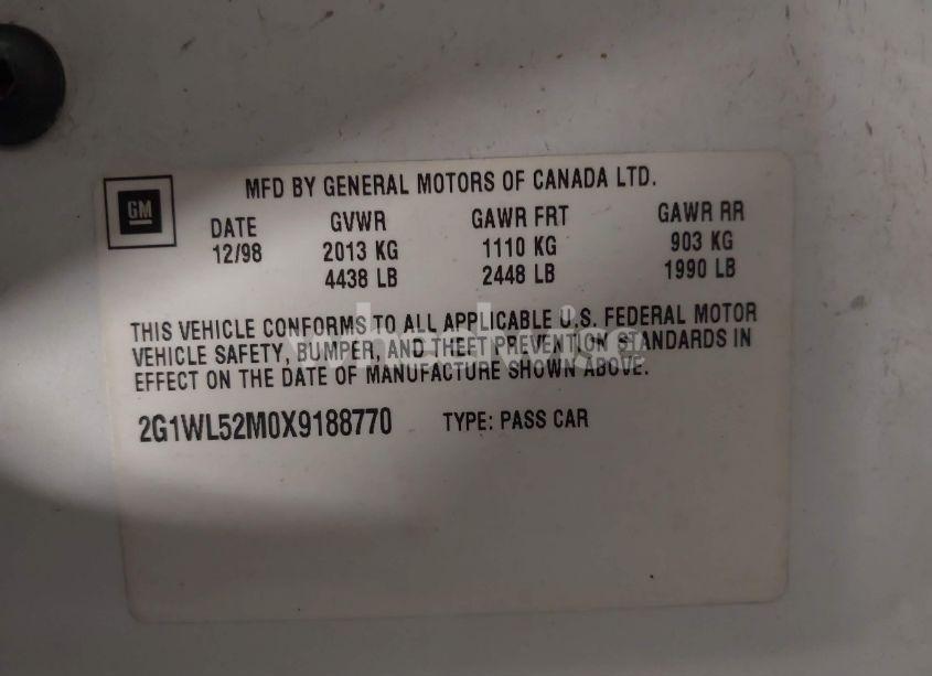 Photo 9 of 1999 Chevrolet Lumina (VIN 2G1WL52M0X9188770)