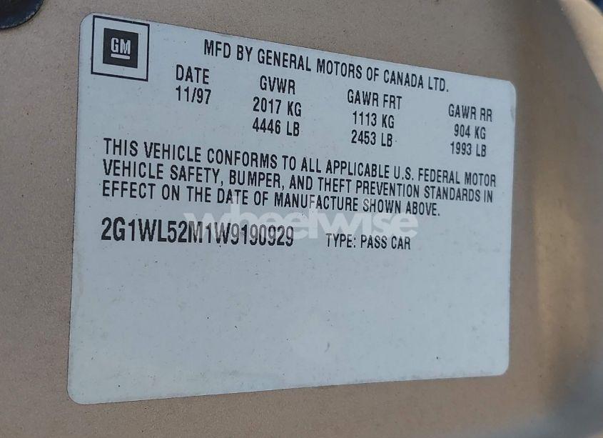 Photo 9 of 1998 Chevrolet Lumina (VIN 2G1WL52M1W9190929)