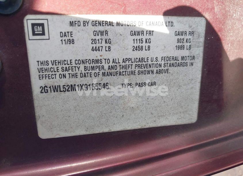 Photo 9 of 1999 Chevrolet Lumina (VIN 2G1WL52M1X9165546)