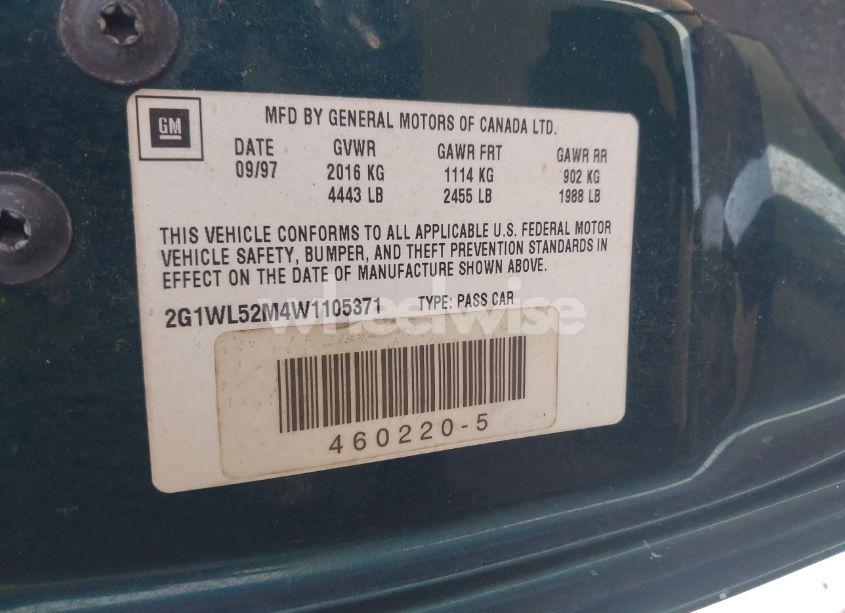 Photo 9 of 1998 Chevrolet Lumina (VIN 2G1WL52M4W1105371)