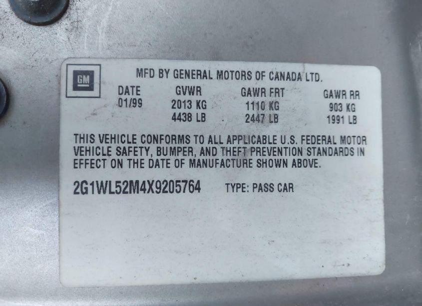 Photo 9 of 1999 Chevrolet Lumina (VIN 2G1WL52M4X9205764)