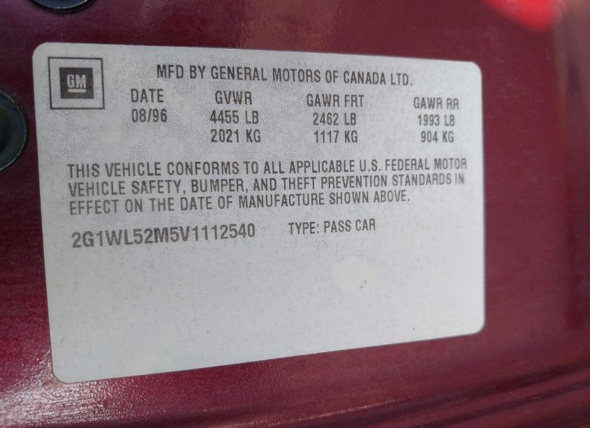Photo 9 of 1997 Chevrolet Lumina POLICE (VIN 2G1WL52M5V1112540)