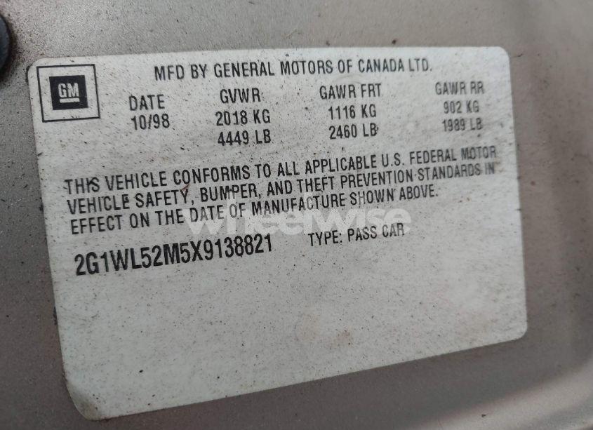 Photo 9 of 1999 Chevrolet Lumina (VIN 2G1WL52M5X9138821)