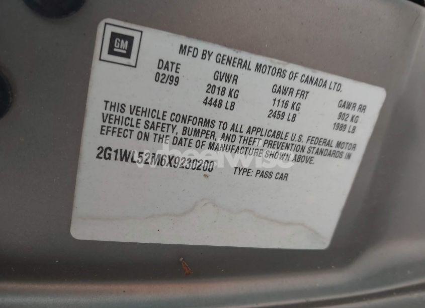 Photo 9 of 1999 Chevrolet Lumina LS (VIN 2G1WL52M6X9230200)