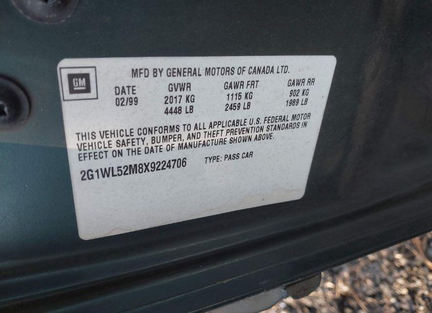 Photo 9 of 1999 Chevrolet Lumina (VIN 2G1WL52M8X9224706)