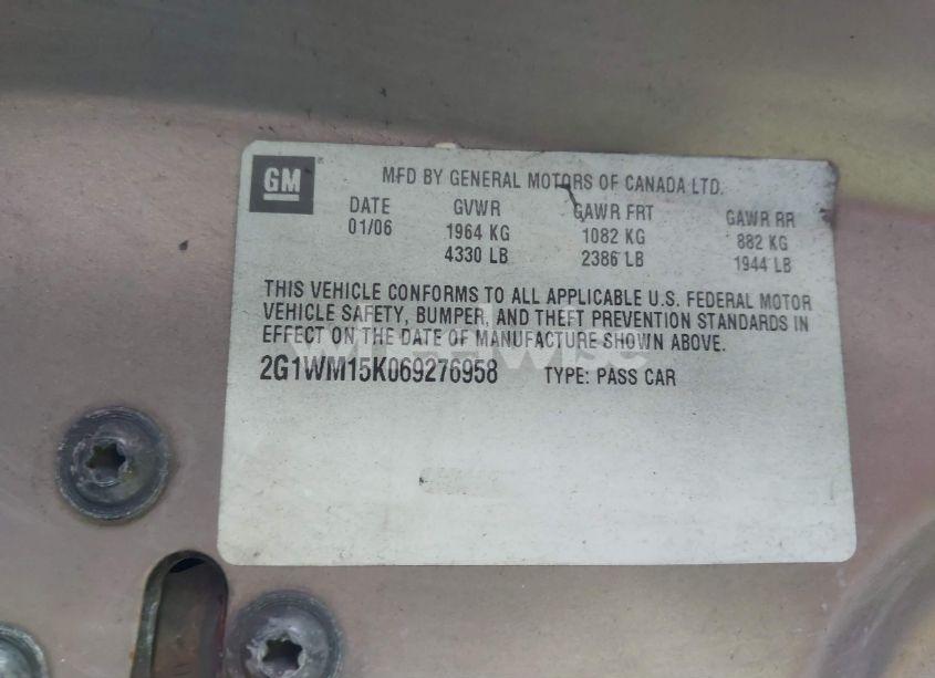 Photo 9 of 2006 Chevrolet Monte CARLO LT (VIN 2G1WM15K069276958)